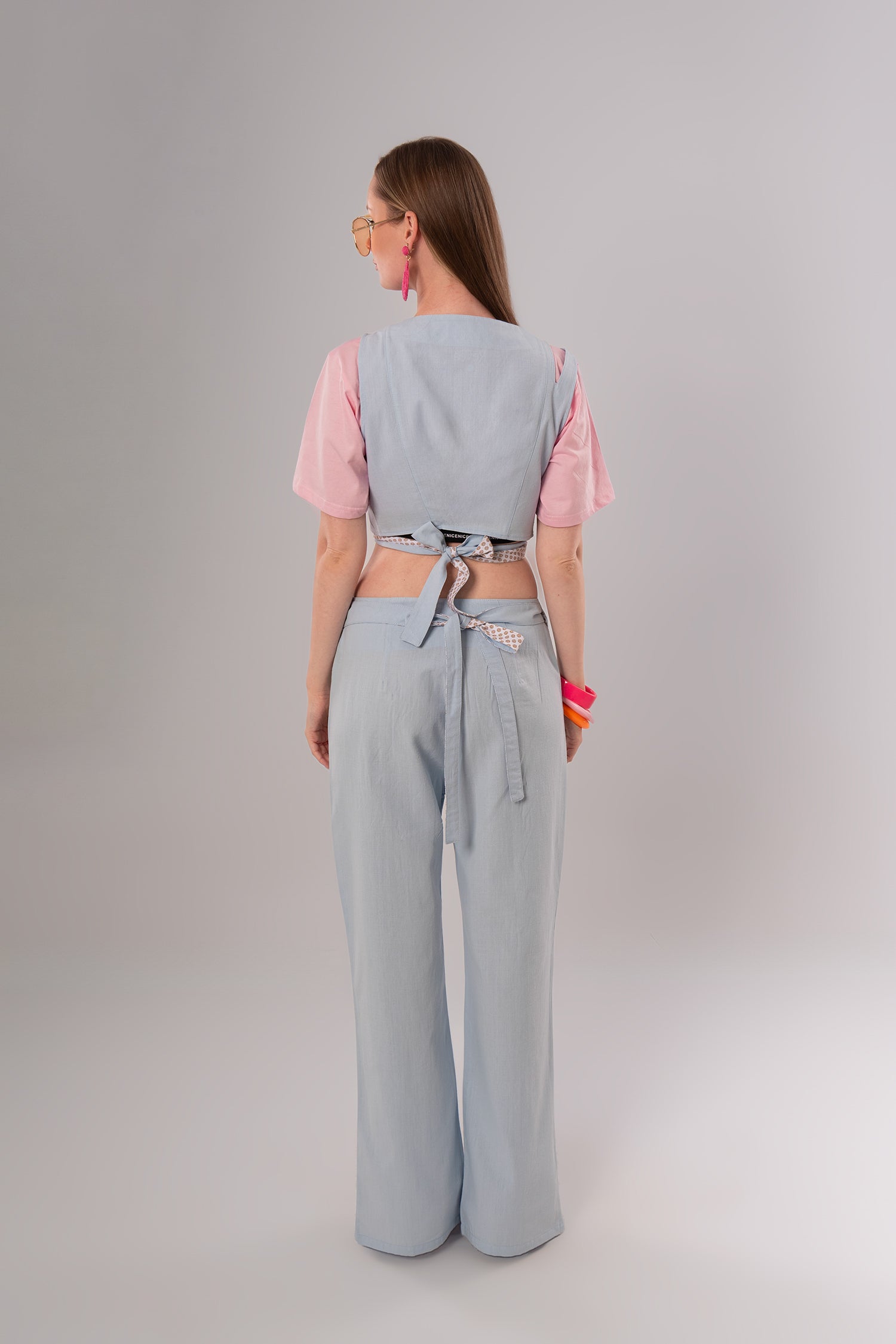 Short Linen Baby Blue Top