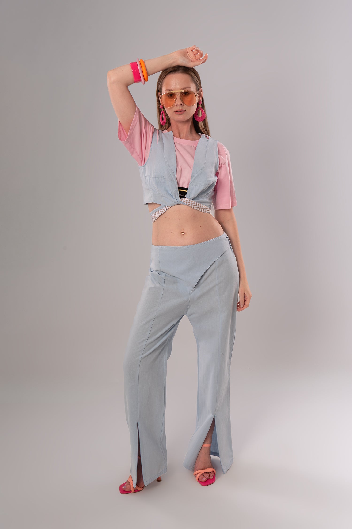 Short Linen Baby Blue Top