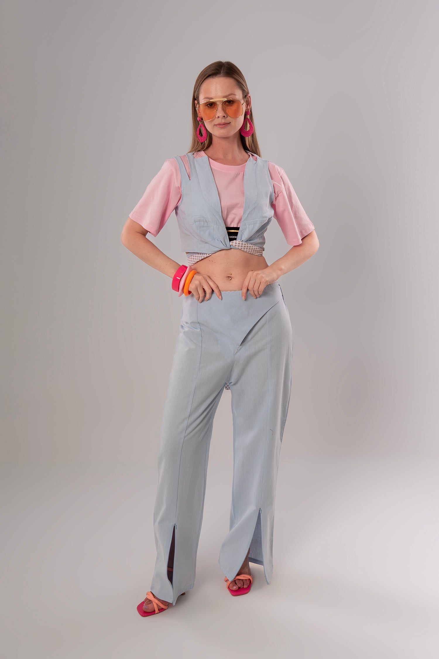 Short Linen Baby Blue Top