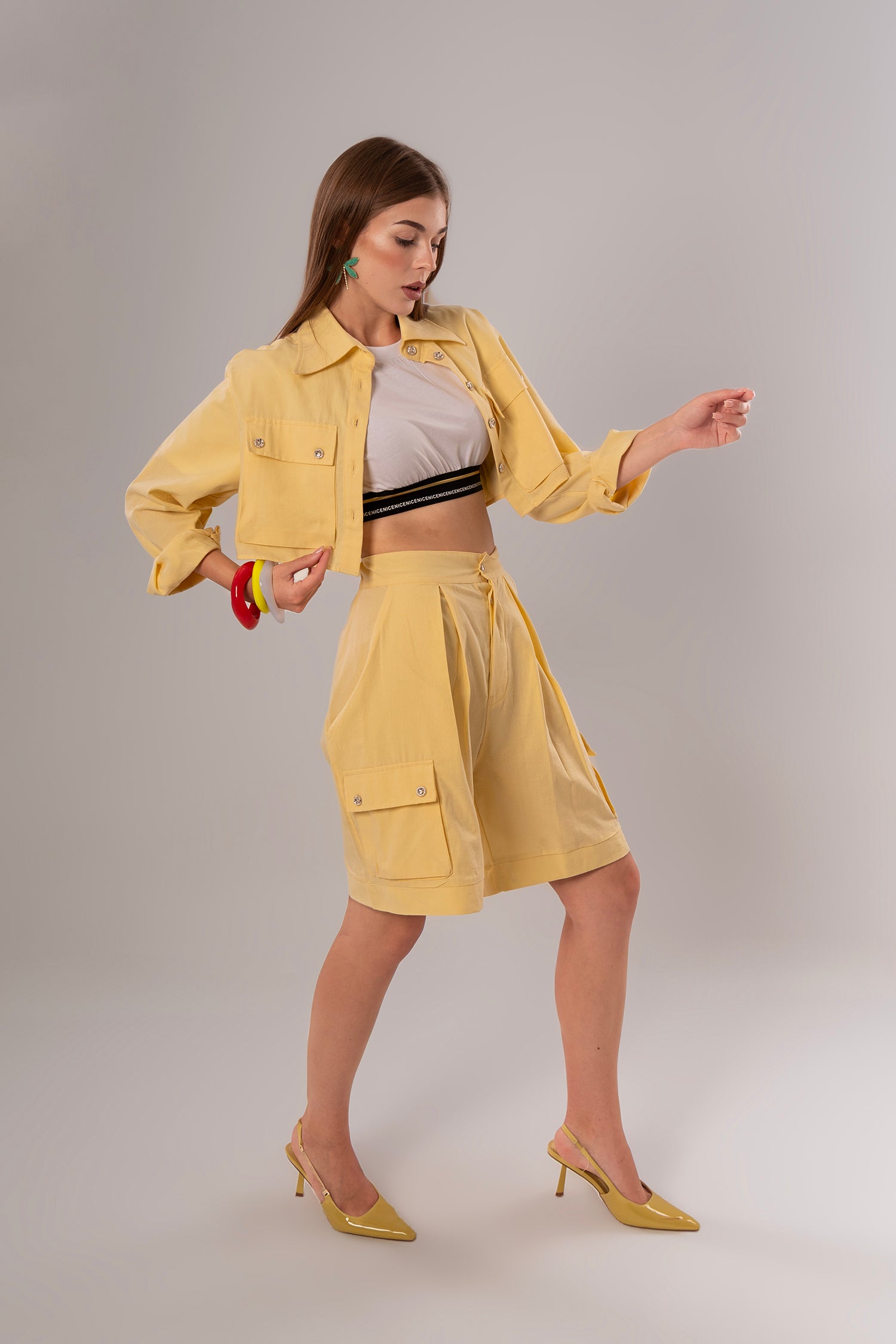 Short Linen Yellow Jacket