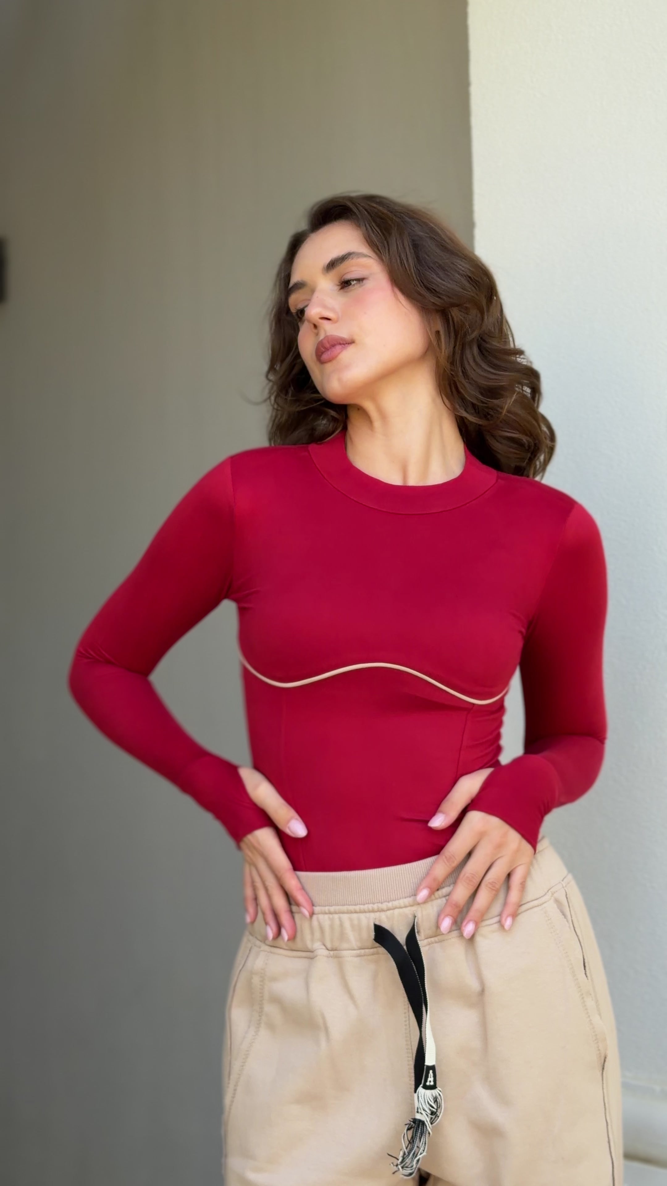 Cherry high neck top