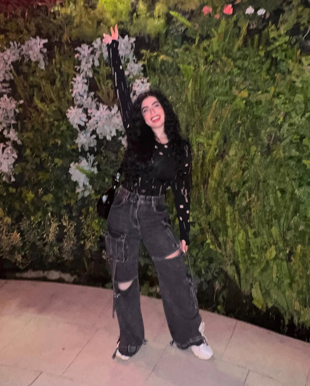 Black Denim Cargo Pants