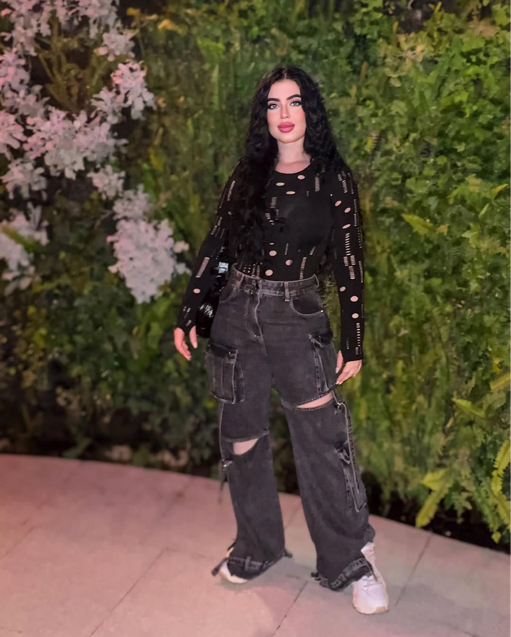 Black Denim Cargo Pants